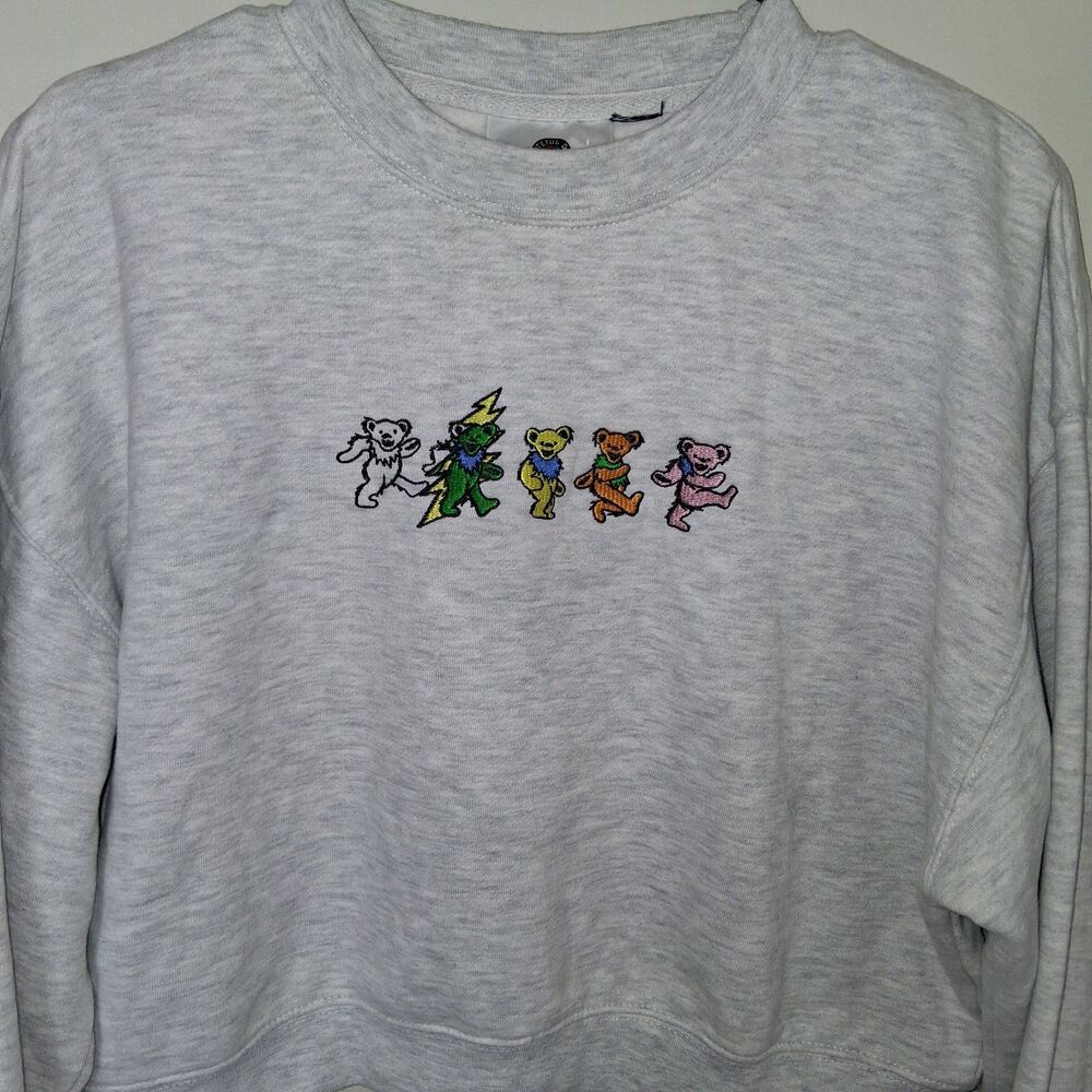 Grateful Dead Dancing Embroidered Bears Cropped Sweatshirt XL Loungewear Errands - Picture 3 of 7